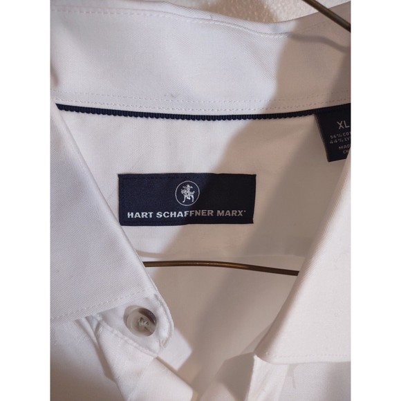 Hart Shaffner Marx Men's XL Shirt White Short Sleeve Button Feather Pattern NWT - Picture 7 of 12